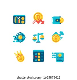 Icon set design of Cryptocurrency money currency exchange financial bank web internet market electronic finance and net theme Vector illustration