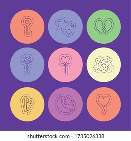 icon set design, Cute patch expression emoticon and childhood theme Vector illustration