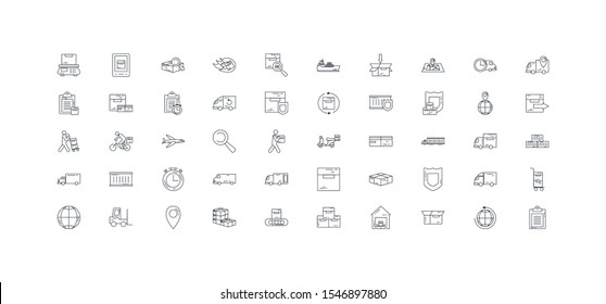 Icon set design, Delivery shipping logistics transportation distribution and merchandise theme Vector illustration