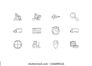 Icon set design, Delivery shipping logistics transportation distribution and merchandise theme Vector illustration