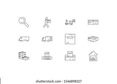 Icon set design, Delivery shipping logistics transportation distribution and merchandise theme Vector illustration