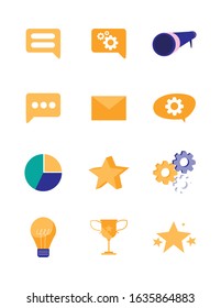 Icon set design, Digital marketing ecommerce shopping online strategy media and seo theme Vector illustration