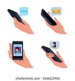 Icon set design, Digital technology communication social media internet web and wireless theme Vector illustration