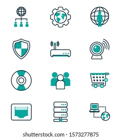 Icon set design, Digital technology communication social media internet web and wireless theme Vector illustration