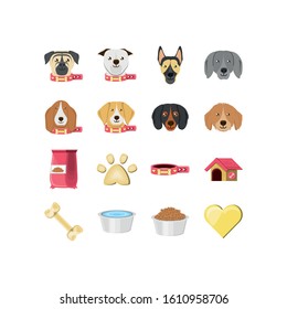 Icon set design, Dogs mascots pets animals nature cute puppy canine and domestric theme Vector illustration