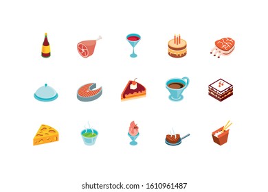 Icon set design, Eat food restaurant menu dinner lunch cooking and meal theme Vector illustration