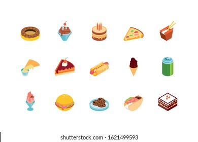 Icon set design, Eat food restaurant menu dinner lunch cooking and meal theme Vector illustration