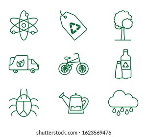 Icon set design, Ecology eco save green natural organic environment protection and care theme Vector illustration