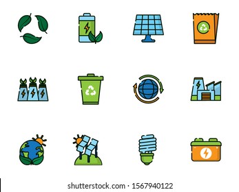 Icon set design, Ecology renewable conservation saving support solution and bio theme Vector illustration