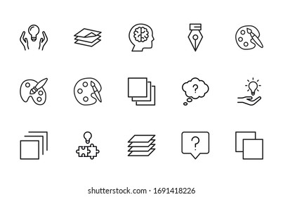 Icon set of design. Editable vector pictograms isolated on a white background. Trendy outline symbols for mobile apps and website design. Premium pack of icons in trendy line style.