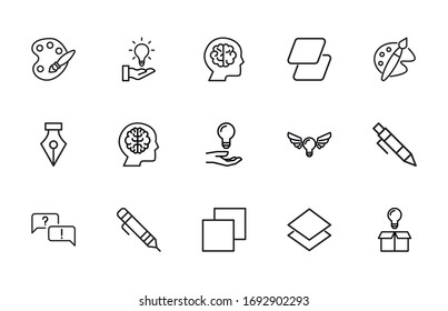 Icon set of design. Editable vector pictograms isolated on a white background. Trendy outline symbols for mobile apps and website design. Premium pack of icons in trendy line style.