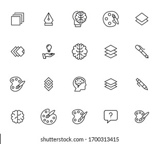 Icon set of design. Editable vector pictograms isolated on a white background. Trendy outline symbols for mobile apps and website design. Premium pack of icons in trendy line style.