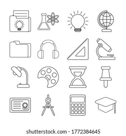icon set design, Eduaction school university class lesson knowledge preschooler study learning classroom and primary theme Vector illustration