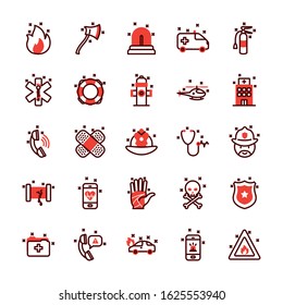 Icon set design, Emergency rescue save department 911 danger help safety and aid theme Vector illustration
