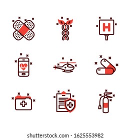 Icon set design, Emergency rescue save department 911 danger help safety and aid theme Vector illustration