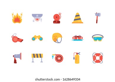 Icon set design, Emergency rescue save department 911 danger help safety and aid theme Vector illustration