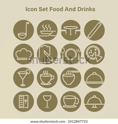 Icon Set Design Food and Drink Resto Flat Design Isolated Simple Cream Color Eps 10