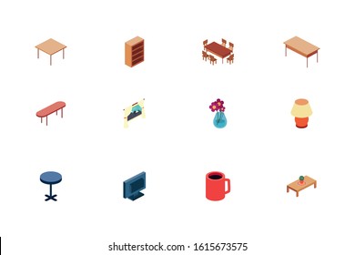 Icon set design, Home room decoration interior living building apartment and residential theme Vector illustration