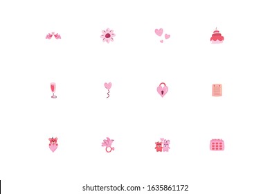 Icon set design of Love happy valentines day wedding passion romantic decoration and marriage theme Vector illustration
