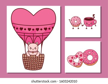 Icon set design of love valentines day passion romantic wedding decoration and marriage theme Vector illustration