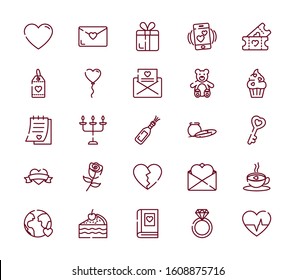 Icon set design of Love valentines day wedding passion romantic decoration and marriage theme Vector illustration