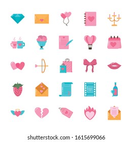 Icon set design of Love valentines day wedding passion romantic decoration and marriage theme Vector illustration