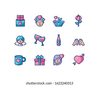 Icon set design of Love valentines day wedding passion romantic decoration and marriage theme Vector illustration