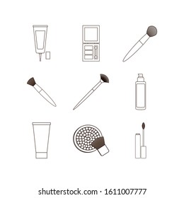 Icon set design, Make up cosmetic fashion style glamour skin facial and glamour theme Vector illustration