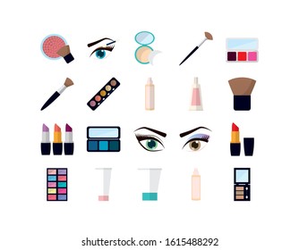 Icon set design, Make up cosmetic fashion style glamour skin facial and glamour theme Vector illustration