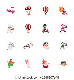 Icon set design, Merry christmas season decoration card invitation celebration and holiday theme Vector illustration