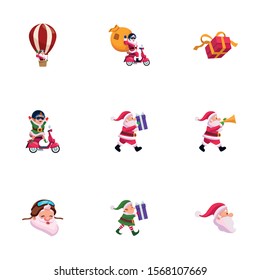 Icon set design, Merry christmas season decoration card invitation celebration and holiday theme Vector illustration