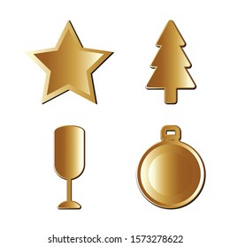 Icon set design, Merry christmas season decoration card invitation celebration and holiday theme Vector illustration