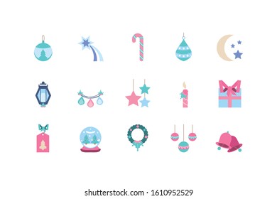 Icon set design, Merry chritmas winter season decoration card invitation celebration and holiday theme Vector illustration