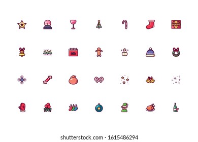 Icon set design, Merry chritmas winter season decoration card invitation celebration and holiday theme Vector illustration