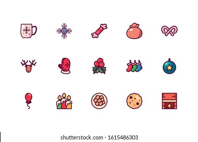Icon set design, Merry chritmas winter season decoration card invitation celebration and holiday theme Vector illustration