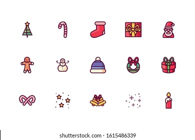 Icon set design, Merry chritmas winter season decoration card invitation celebration and holiday theme Vector illustration