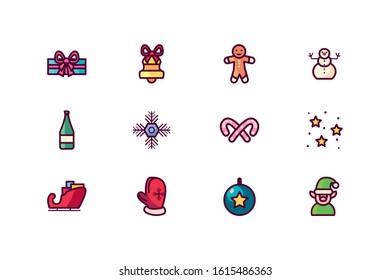 Icon set design, Merry chritmas winter season decoration card invitation celebration and holiday theme Vector illustration