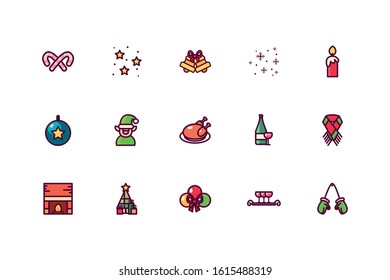 Icon set design, Merry chritmas winter season decoration card invitation celebration and holiday theme Vector illustration