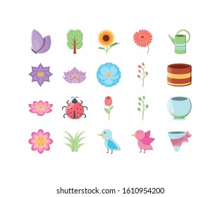 Icon set design, Nature garden earth eco ecology conservation bio environment and outdoor theme Vector illustration