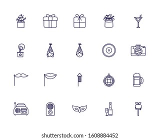 Icon set design, Party celebration event happy birthday holiday surprise anniversary and decorative theme Vector illustration