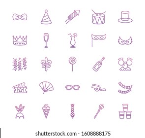 Icon set design, Party celebration event happy birthday holiday surprise anniversary and decorative theme Vector illustration