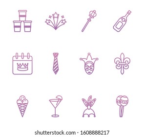 Icon set design, Party celebration event happy birthday holiday surprise anniversary and decorative theme Vector illustration