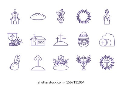 Icon set design, religion communion christianity god faith spirituality belief pray and hope theme Vector illustration