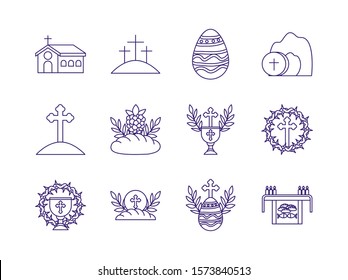 Icon set design, religion communion christianity god faith spirituality belief pray and hope theme Vector illustration