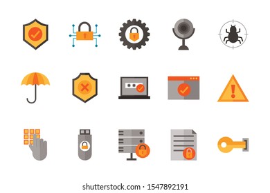 Icon set design, Security system warning protection danger web and alert theme Vector illustration