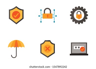 Icon set design, Security system warning protection danger web and alert theme Vector illustration