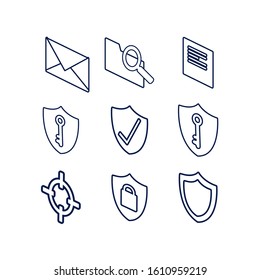 Icon set design of Security system warning protection danger web alert and safe theme Vector illustration