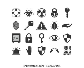 Icon set design of Security system warning protection danger web alert and safe theme Vector illustration