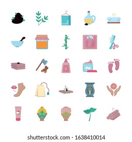 Icon set design, Spa center healthy lifestyle care wellness relaxation skin therapy and female theme Vector illustration