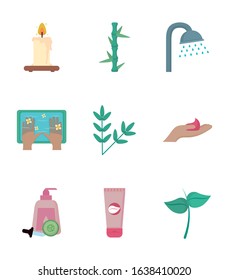 Icon set design, Spa center healthy lifestyle care wellness relaxation skin therapy and female theme Vector illustration